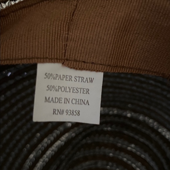 Tan and Silver Colored 50% Paper Straw and 50% Polyester Hat - Picture 3 of 11